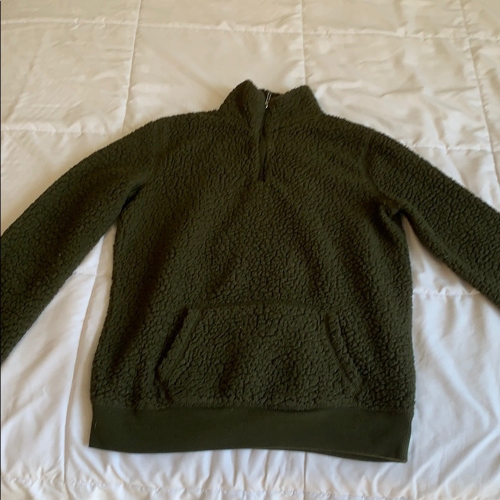 Green quarter zip sherpa sweater